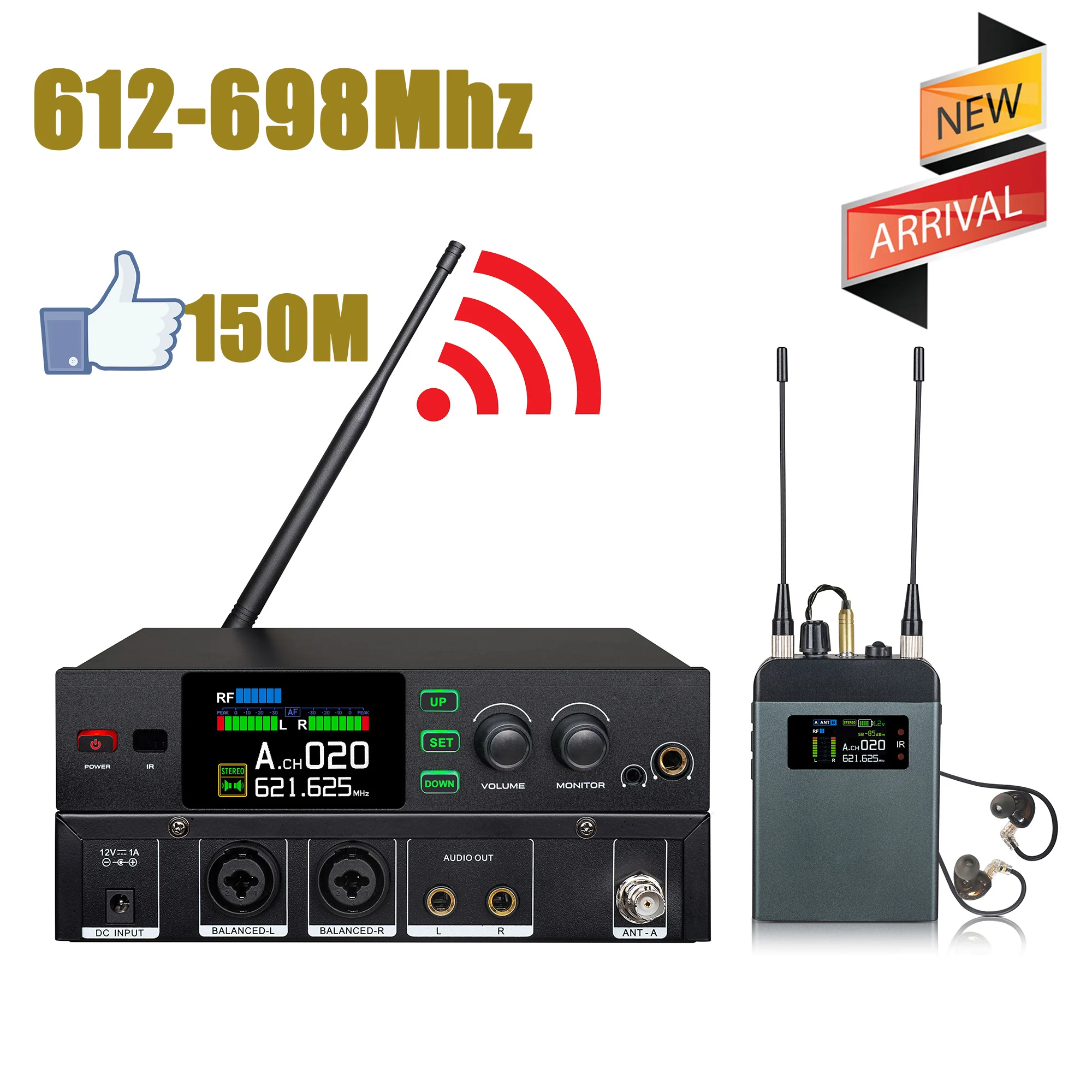 Leicozic Pm10 True Diversity Stereo Draadloos In Oormonitoringssysteem 150M 2X150Mw Hifi Geluidssysteem In-Ear Iem Pro Stage Audio