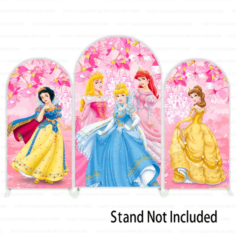 Beauty and the Beast Belle Snow White Aurora Disney Princess Arch Backdrop Girls Birthday Photo Photography Background Banner