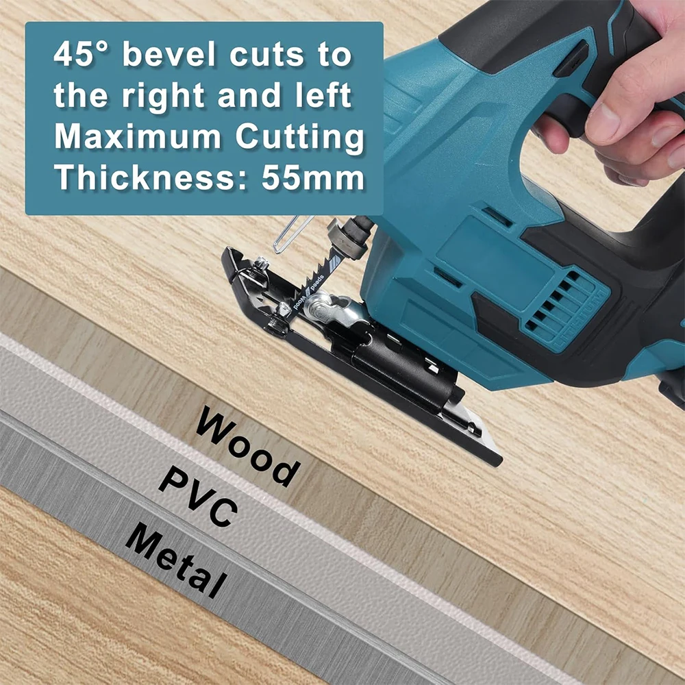 

For 18V Makita 3000RPM Electric Curved Saw Cordless Jig Saw Portable Multifunction Carpenter Power Tool with Lighting No Battery