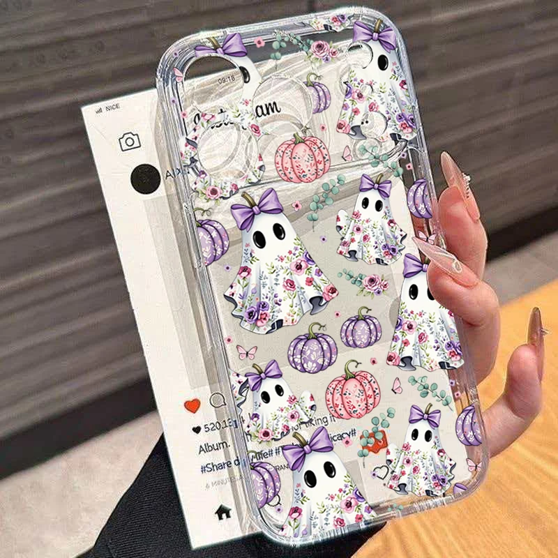 Cute Spooky Halloween Clear Phone Case for Samsung Galaxy S26 S25 Ultra S24 Plus A57 A37 A17 A56 A16 A36 A55 S23 S22 S21FE Cover view 3