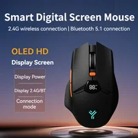 Ratón inalámbrico Bluetooth, pantalla inteligente, botón de silencio de modo dual, batería de litio de 600 mAh, ratón de oficina para tableta, portátil