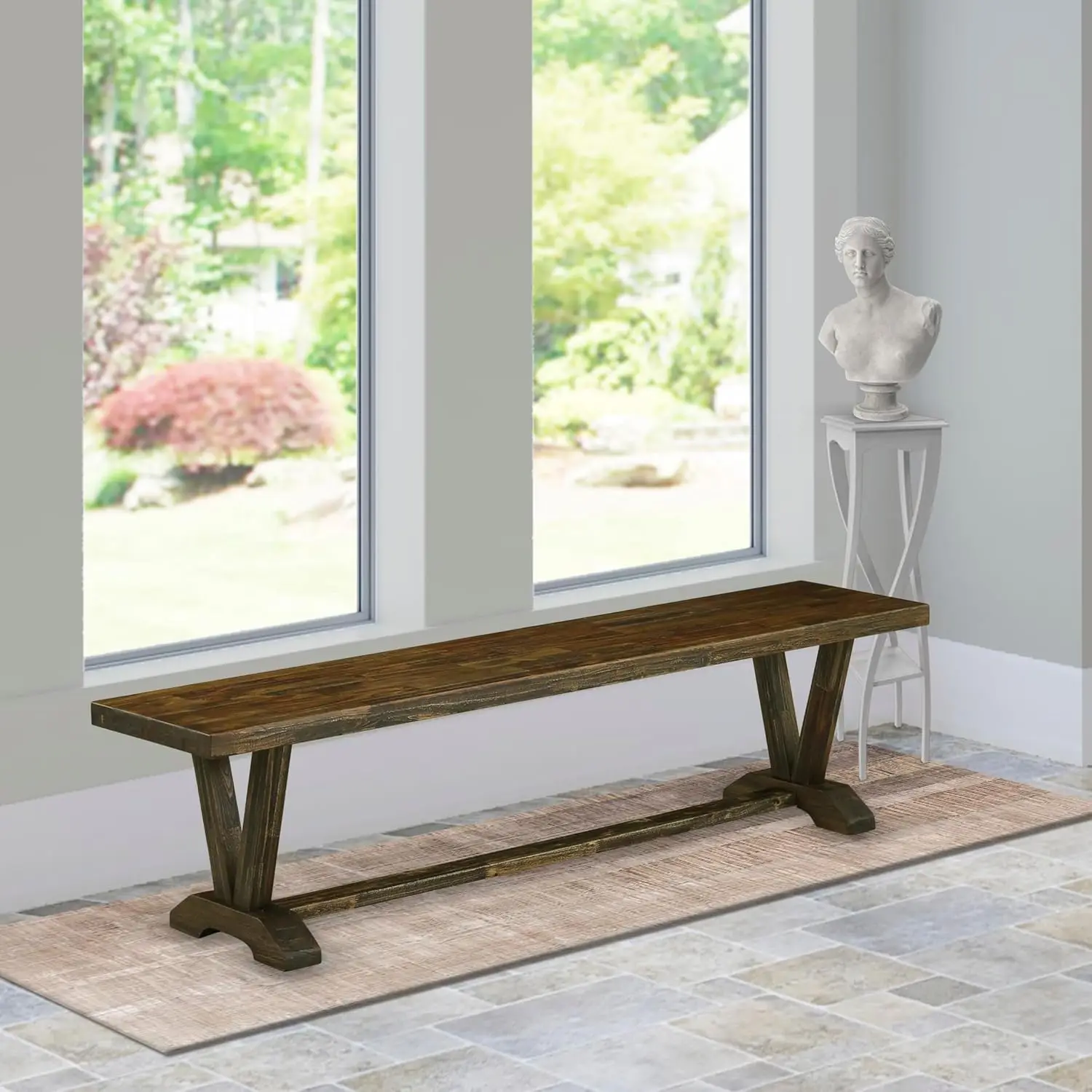 V-Style Wooden Dining Bench 72x15x18 Inch Multi-Color, Customized