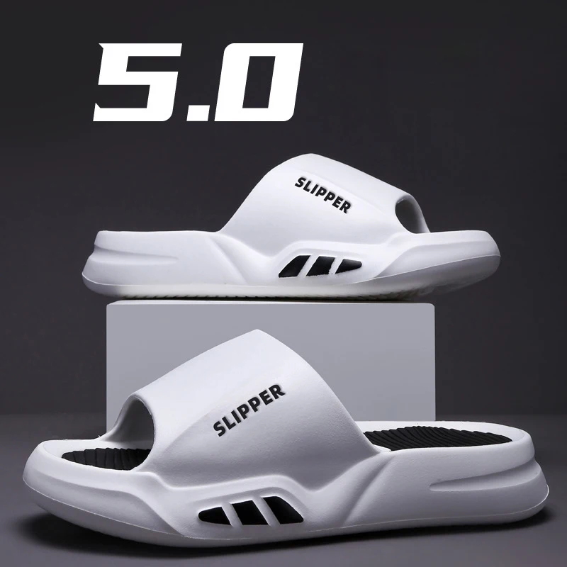 

Men's Summer Slides - New Anti-Slip House Slippers for Indoor/Outdoor Wear, Bathroom Shower Shoes, Thick-Soled Sporty Sandals