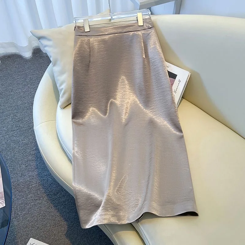 

Юбка миди с высокой талией, струящаяся, прямого кроя, черная, больших размеров, А-силуэт, средней длины, для повседневной носки, городской стиль, из полиэфирного волокна, стандартная.