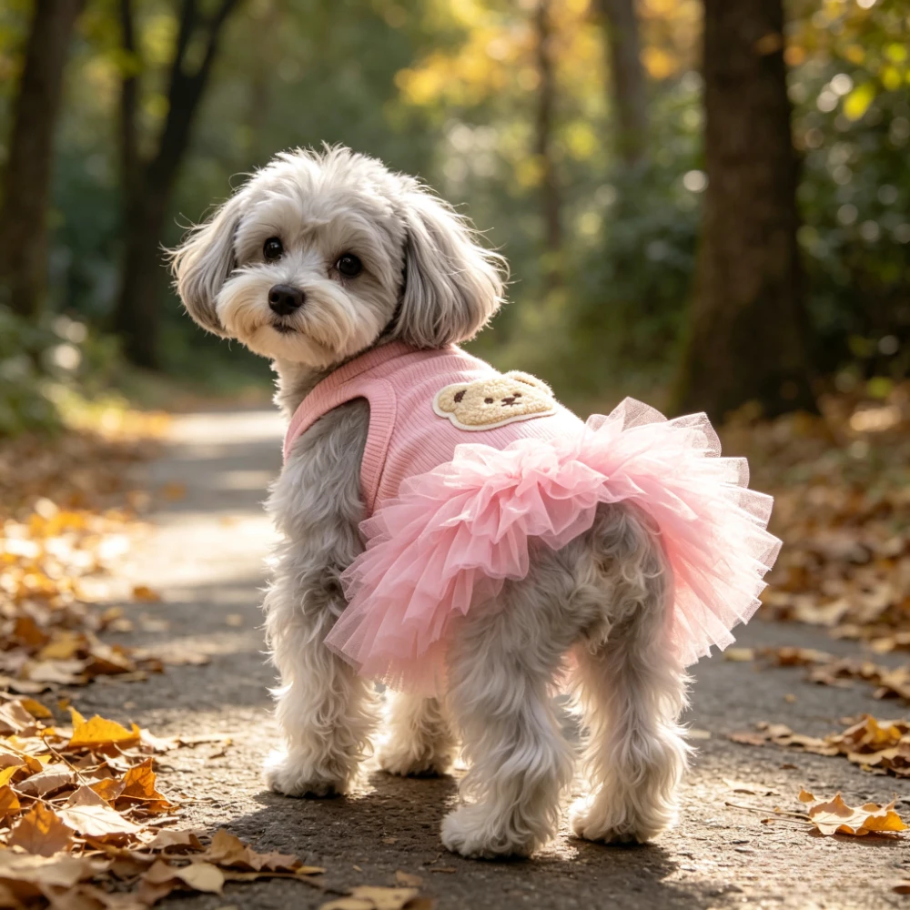 Entzückender Prinzessinnen-Hundekleidchen Ärmellos Flauschiger Niedlicher Halbrock Bequeme Kleidung für Kleine Hunde und Katzen – Detail 1