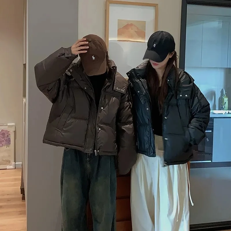 Piumino invernale in cotone 2025 Cappotto parka con cappuccio allentato da donna nuovo Cappotto corto coreano in cotone Addensare giacca imbottita in cotone