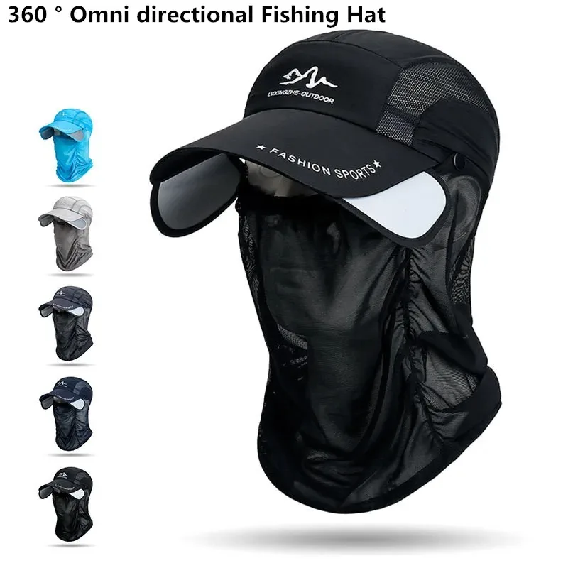 360 degrees Portable Fishing Sun Hat, Outdoor Cycling and Hiking Sun Protection, Detachable and Adjustable Fishing Equipment