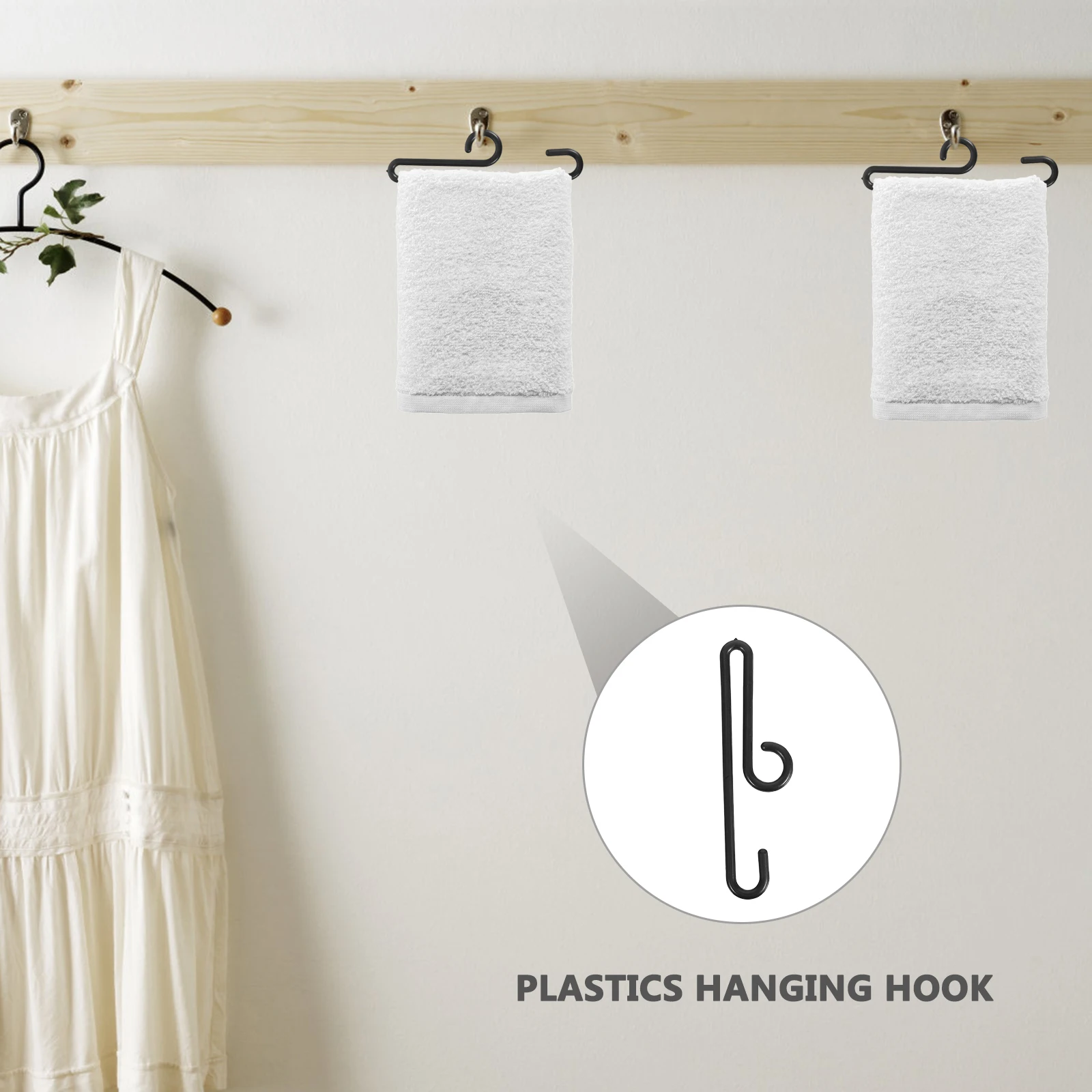

190pcs Plastic Sock Hanger Hooks Black 10.5Cm Multipurpose Home Storage Hook For Bath Towel Space Saving Retail Display