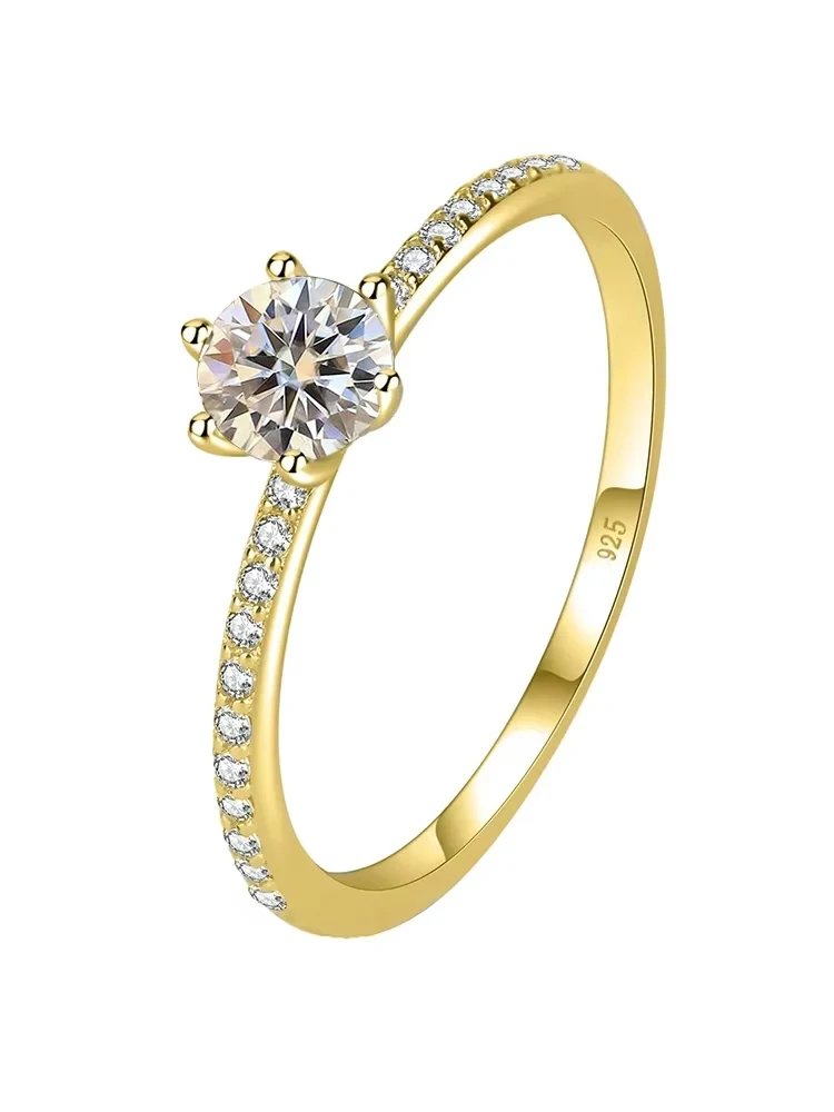 Einfachheitsklassiker aus 925er-Sterlingsilber, wunderschöner, glänzender Zirkon-Einzelring für Frauen, Verlobung, Hochzeit, hochwertiger edler Schmuck – Detail 4