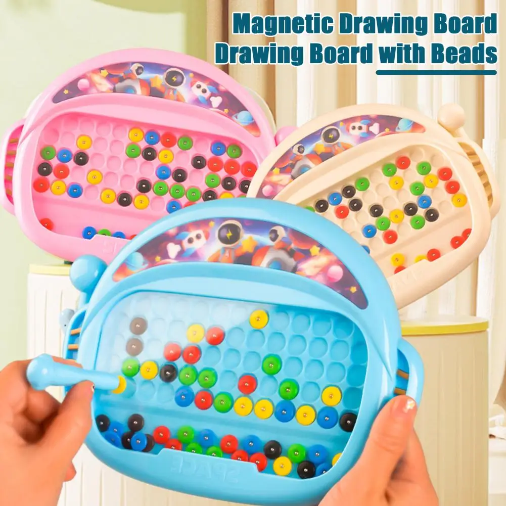 1 Set Magnetic Drawing Board with 50 Colorful Beads Colorful Magnetic Drawing Board Set for Kids Educational Doodle Pad Toy