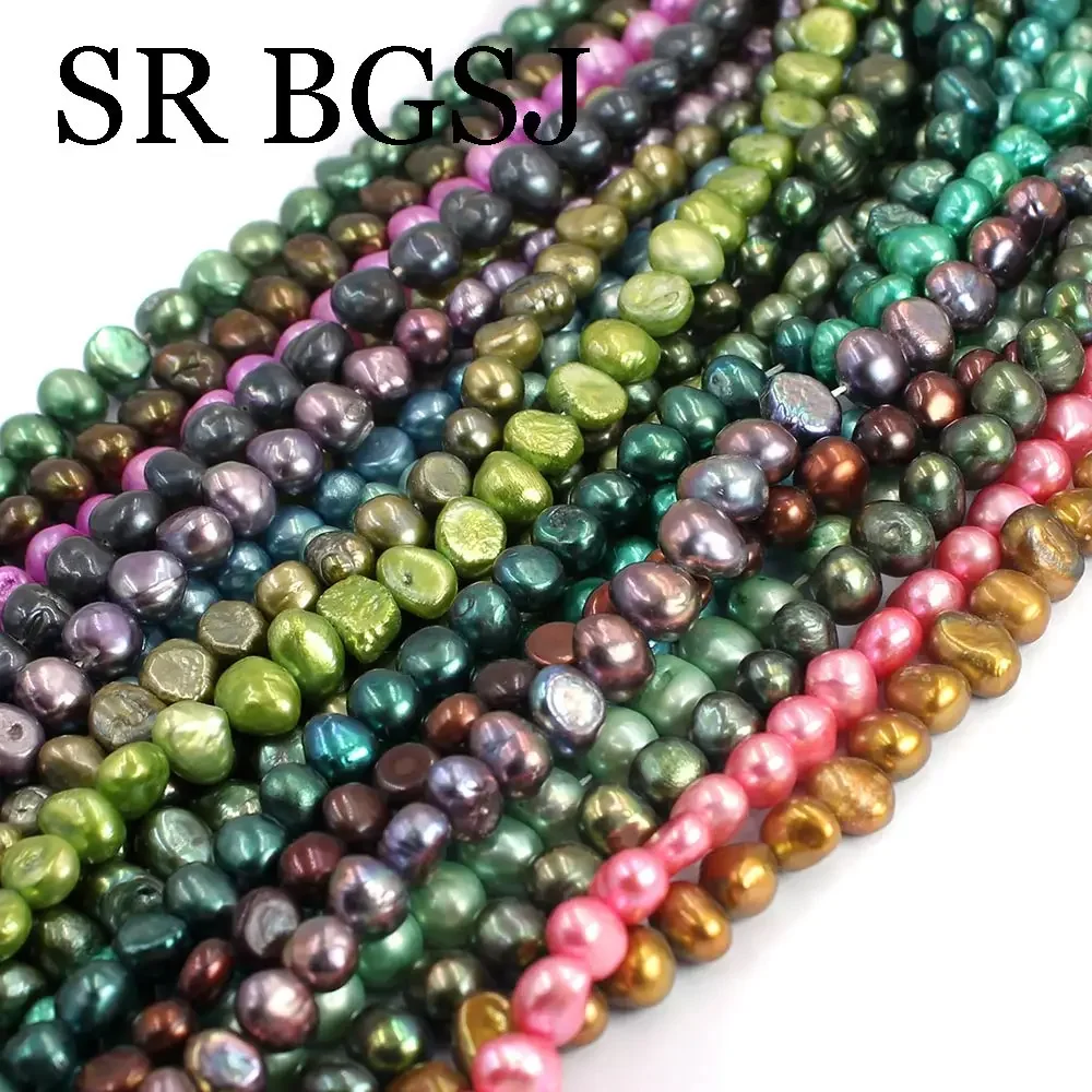 7-8mm Baroque Potato Natural Freshwater Pearl Jewelry Loose DIY Spacer Beads 14\