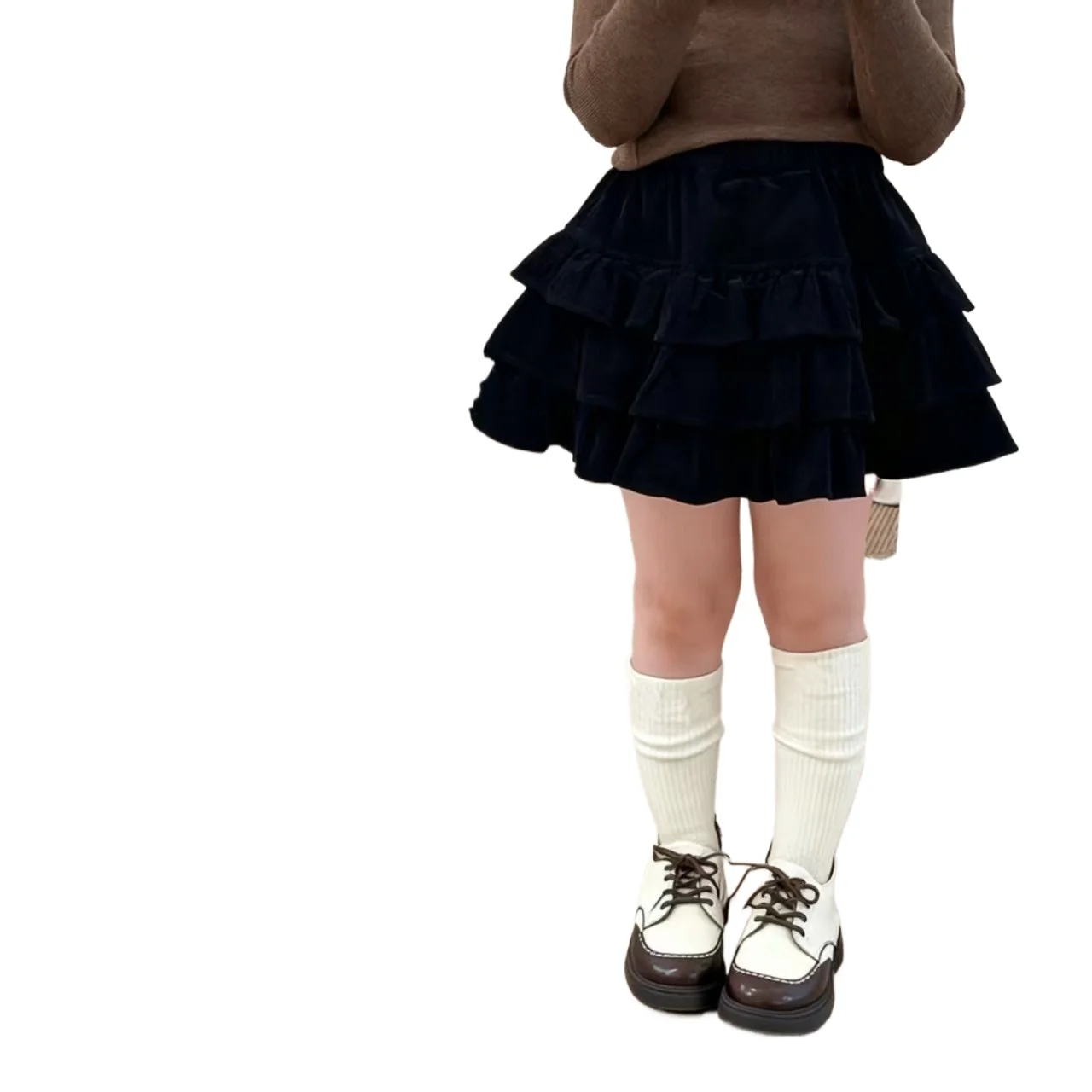 Girls Corduroy Short Skirt Autumn and Winter New Cake Retro Style Short Skirt Fashion and Versatile Causal