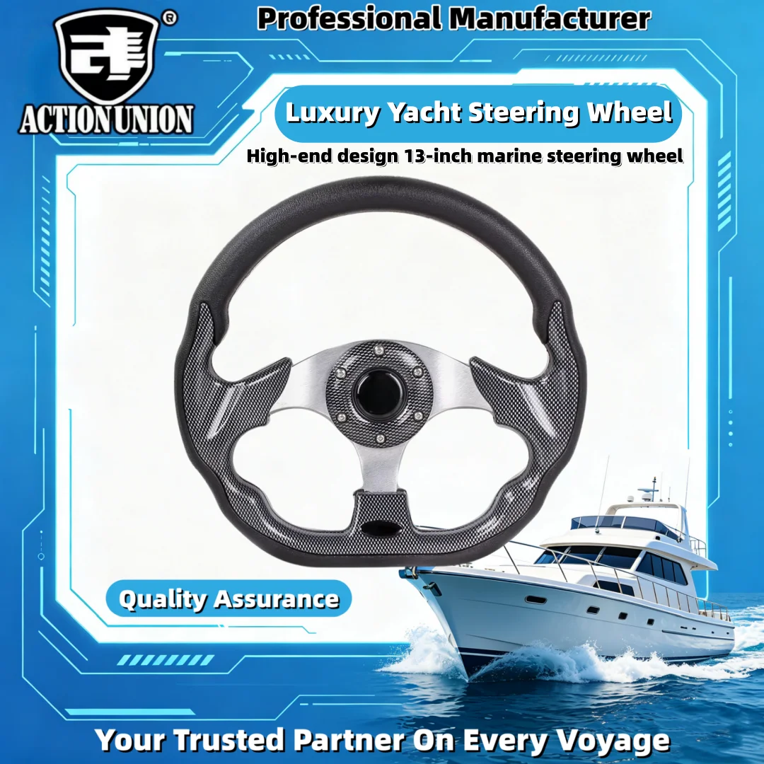 Luxury Yacht Dedicated Steering Wheel with High-end Design, 13-inch PU Wrapped, Providing Excellent and Comfortable Hand Feel
