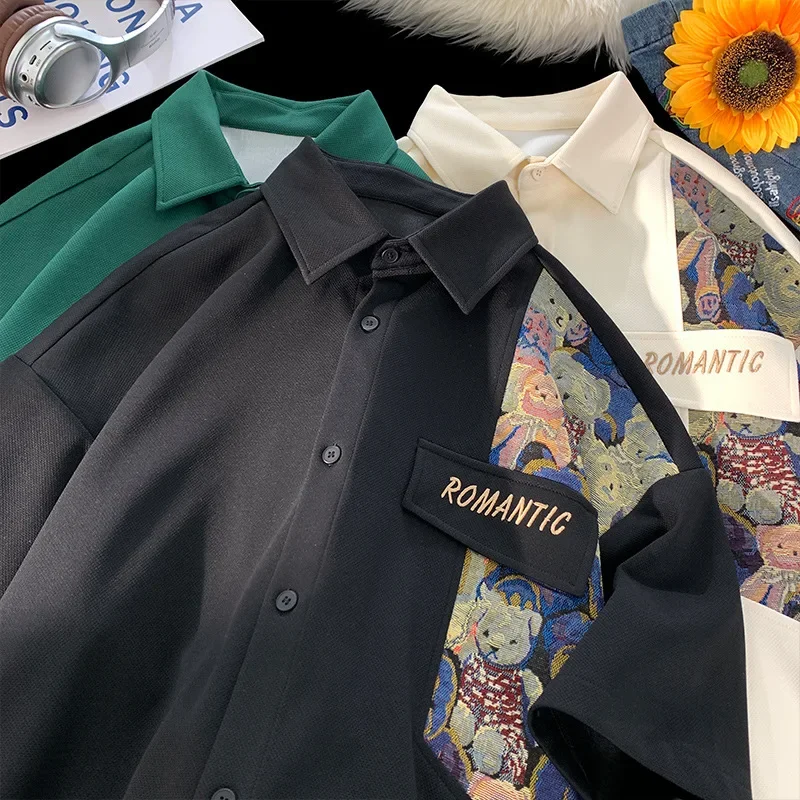 

New Chinese Casual Short Sleeved Shirt For Men Summer Fashion Half Sleeved Loose Men's Shirt Coat Y2k Korean Streetwear