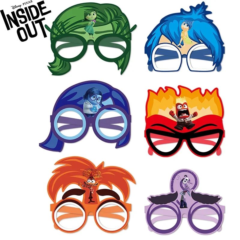 

Disney Inside Out 2 Theme Mask Photography Props Birthday Party Decoration Paper Glasses Cartoon Children's Party Supplies