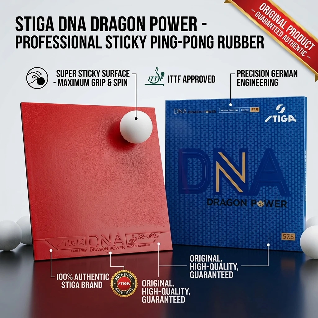 STIGA DNA DRAGON POWER Table Tennis Rubber Highly Sticky German Made Pips-in Original STIGA DNA DRAGON POWER Ping Pong Sponge