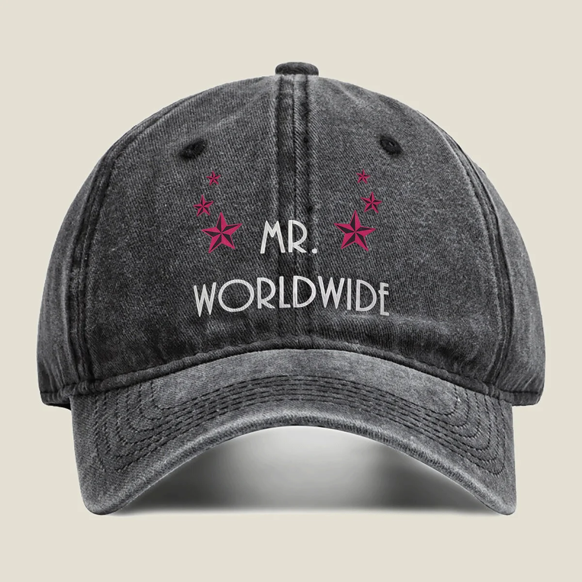 Vintage-MR.-WORLDWIDE-Print-Baseball-Cap,-Washed-Cotton-Unisex-Adjustable-Cap-for-Outdoor-Sports-Daily-Wear