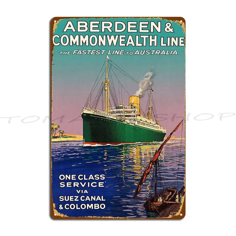 Vintage Australia Ocean Liner Travel Metal Sign Create Mural Create Cinema Personalized Tin Sign Poster