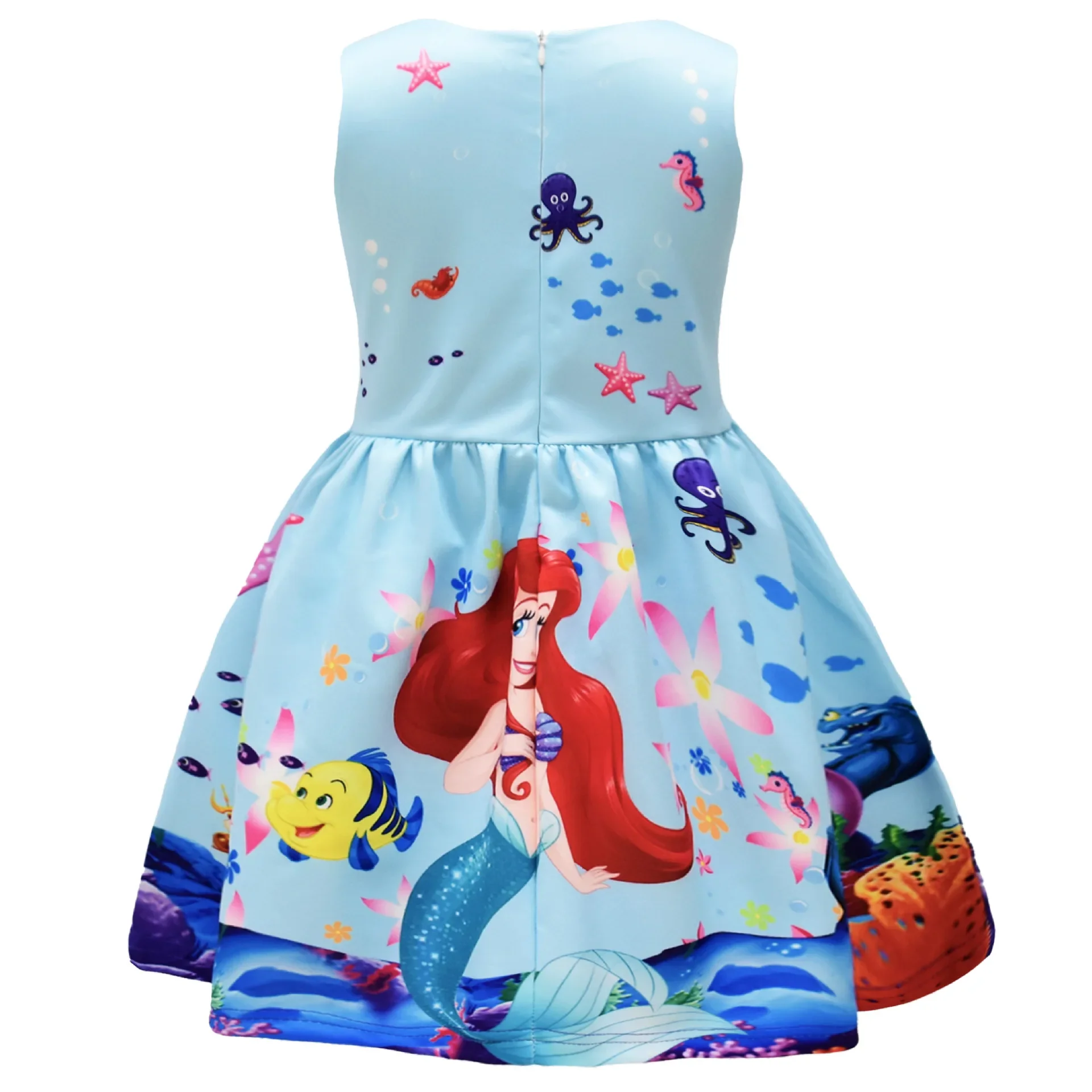 Vestido de princesa sirena para niñas, ropa informal con dibujos animados de Ariel, faldas de fiesta de 2 a 10 años