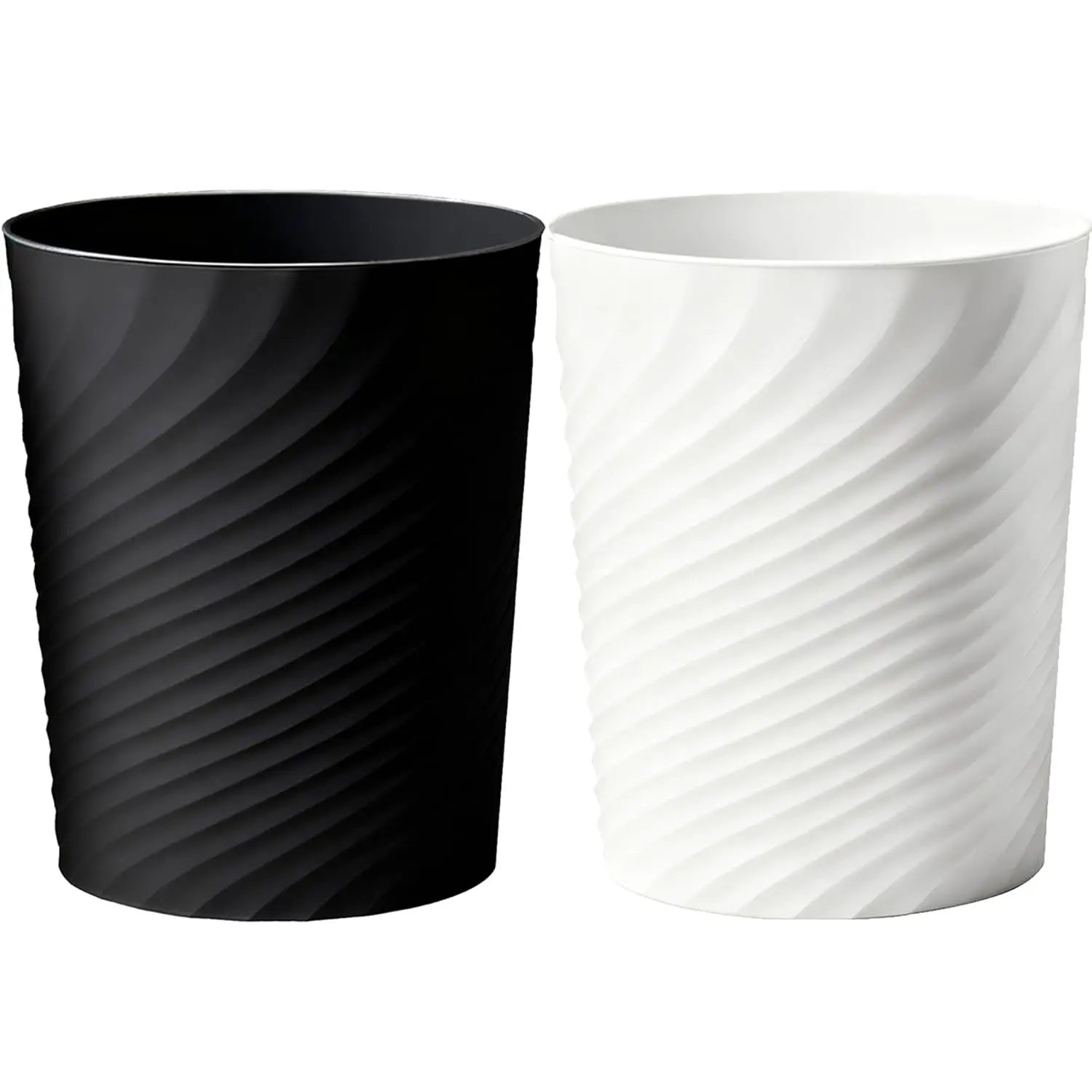 

Small Bathroom Trash Can 1.8 Gallon Wastebasket Recycling Bin for Bedroom Office Kitchen, Black White, 2 Pack