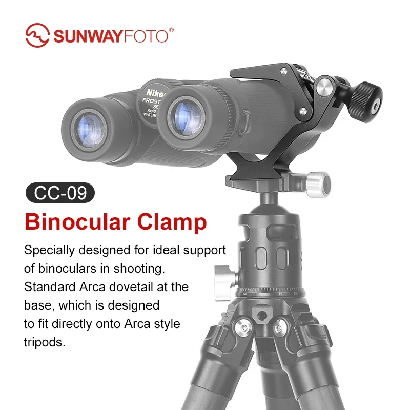 

SUNWAYFOTO CC-09 Universal Binocular Tripod Adapter Super Clamp with Arca Swiss Plate,Compatible with All Tripods,1/4&3/8