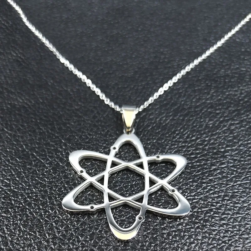 Carbon Atom Physics Chemistry Pendant Necklace for Women Men Stainless Steel Science Chemical Chain Jewelry collares N612S02