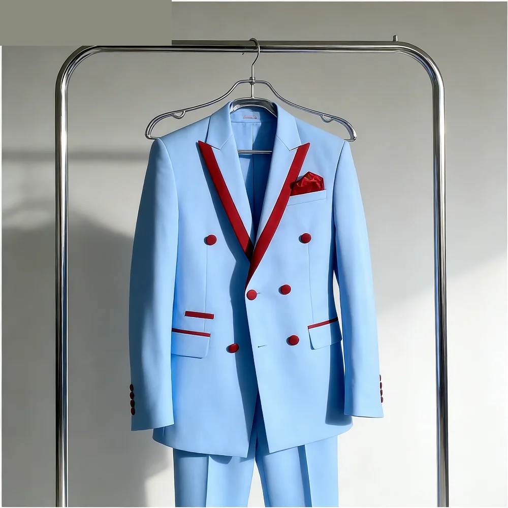 

Men's Double-breasted Tailored Tuxedo White Personalized Peak Lapel Slim Fit Groomsmen Smoking Suit Casual Outfit Set