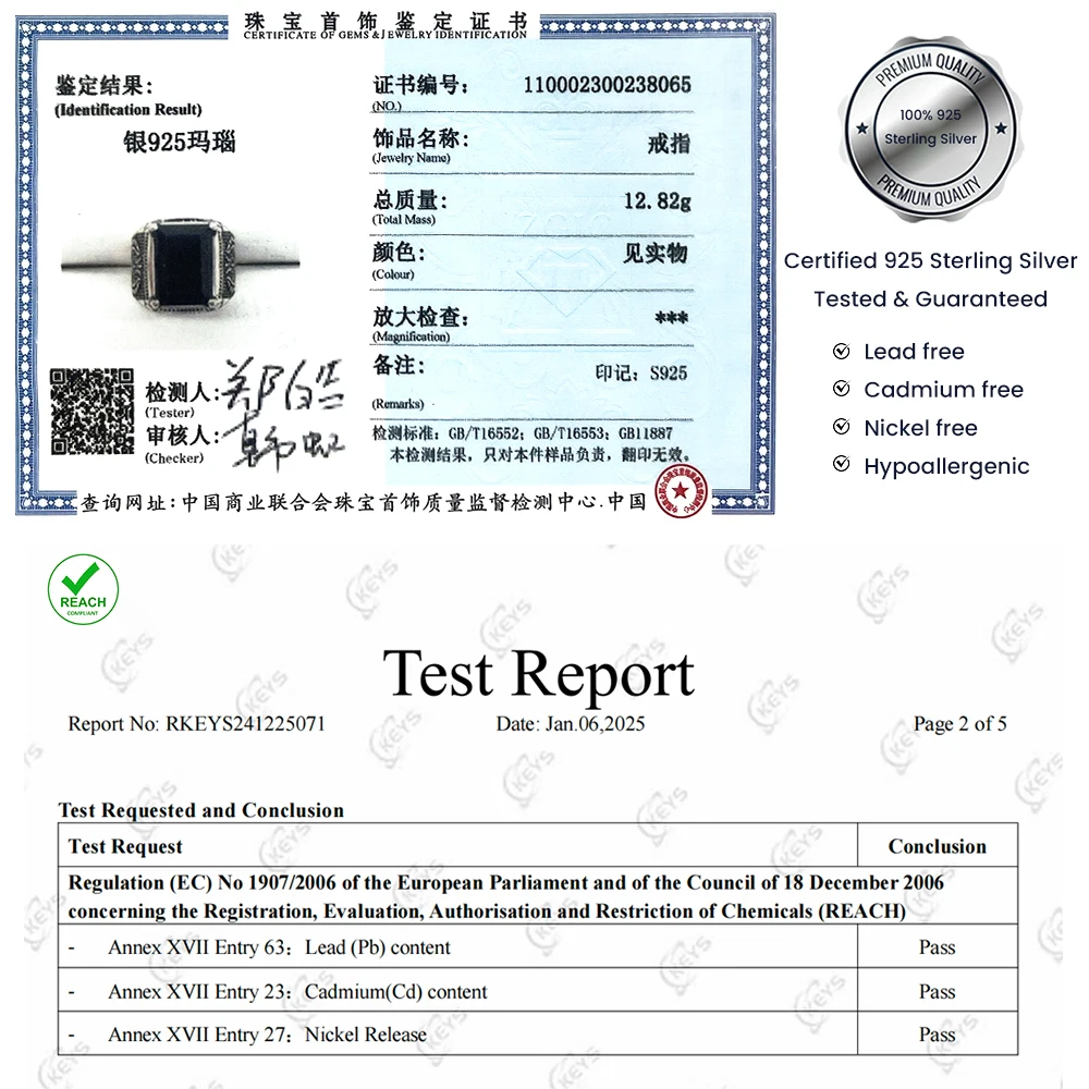 本物の純粋な925スターリングシルバー男性の記章リング、黒のポニークス天然石レトロな花刻まれたパンクロックヴィンテージジュエリー