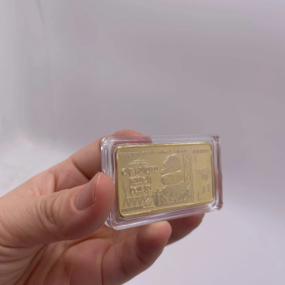 500pcs Zimbabwe Gold Plated Bar with Black Storage Box Unique Gift