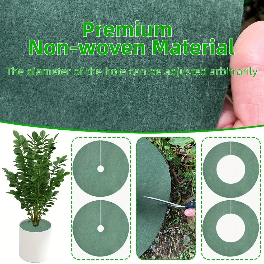 Green Non-Woven Tree Mulch Ring - Reusable Weed Barrier Mat for Effective Weed Control, Root Protection, and Moisture Retention