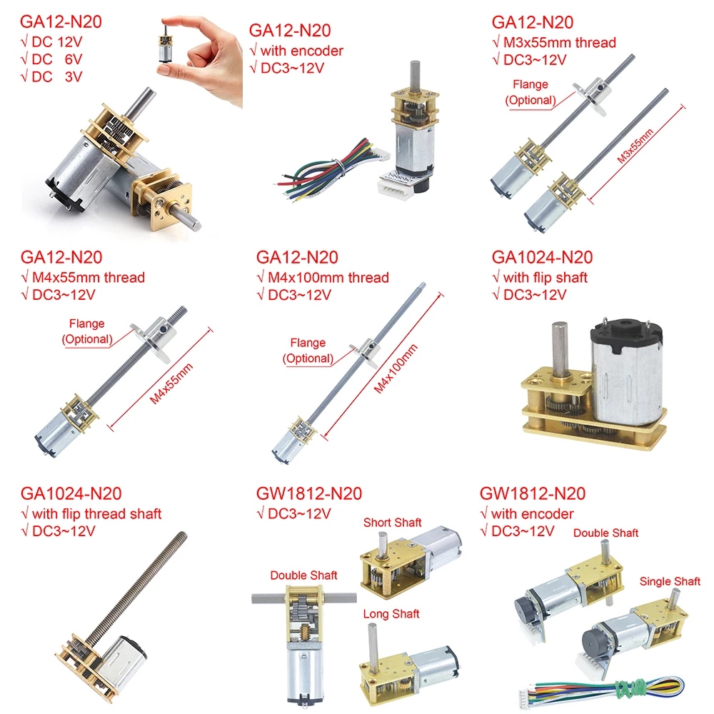 ミニメタルDCギアモーター,高トルク,hallセンサー,ga12,n20,dc 12v,6v,5v,3v,30-4000rpm