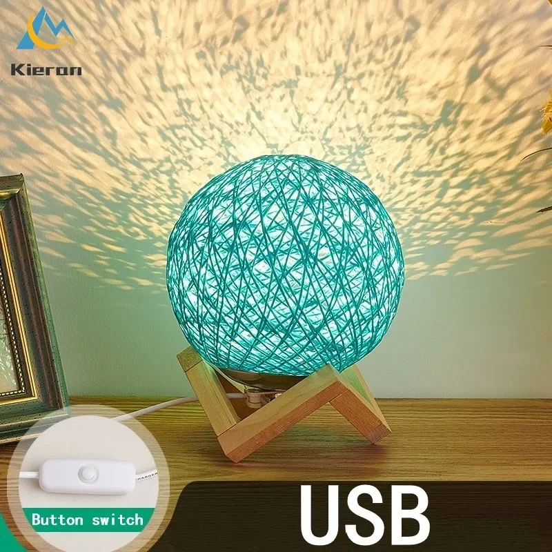 Imagem -04 - Modern Minimalismo Rattan Bola Led Candeeiros de Mesa Madeira Maciça Desk Lamp Quarto Estudo Cabeceira Sala Decoração Bola Lâmpadas de Chão