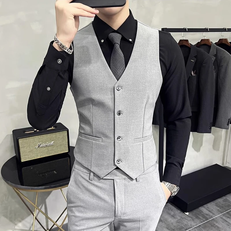 Conjunto de terno masculino de 3 peças (blazer + colete + calças) plus size 7xl boutique de peito único ternos masculinos casamento noivo baile de formatura conjuntos formais