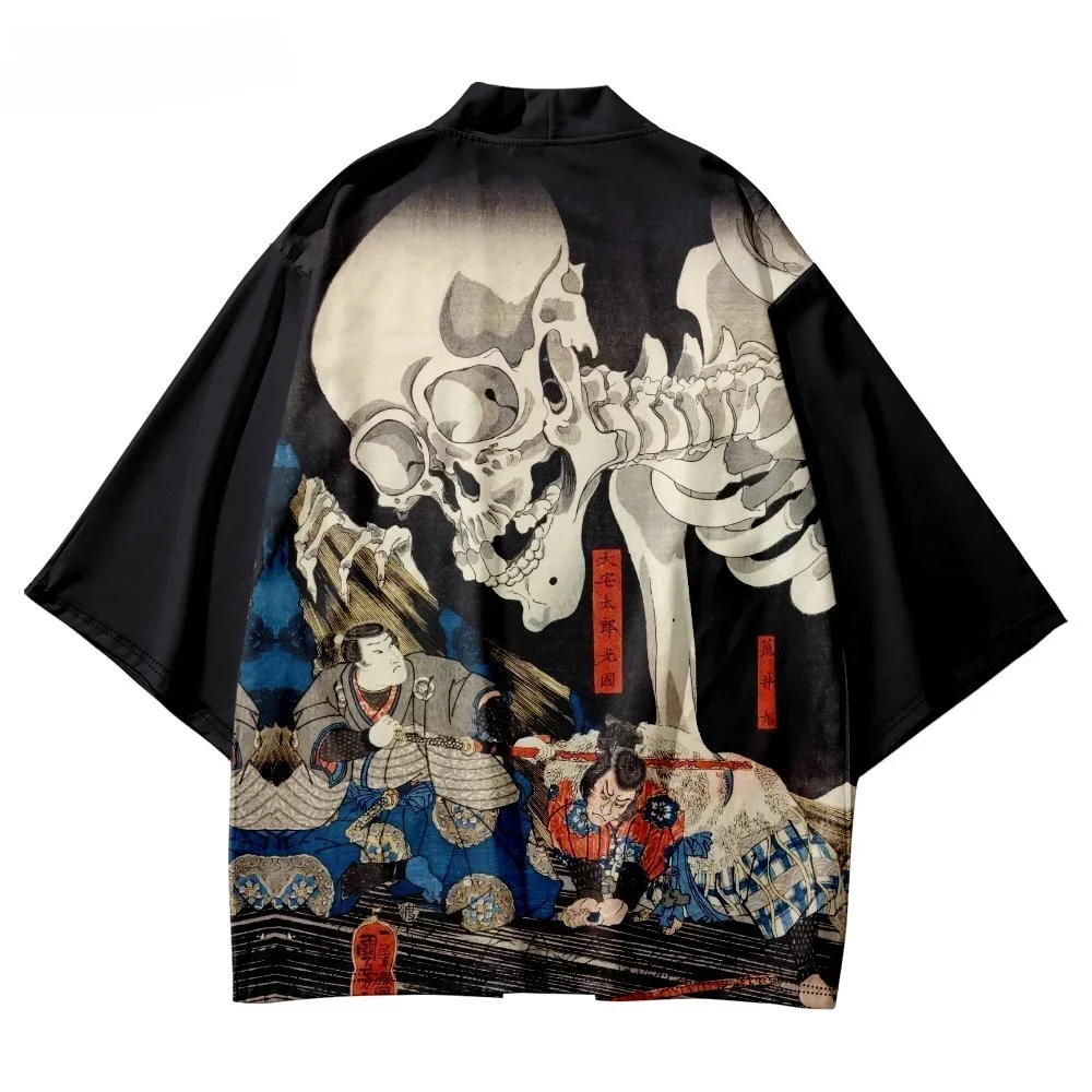 

Ukiyoe Printed Kimonos for Men and Women, Harajuku Haori Cardigans, Japanese Retro Streetwear Short-sleeved T-shirts