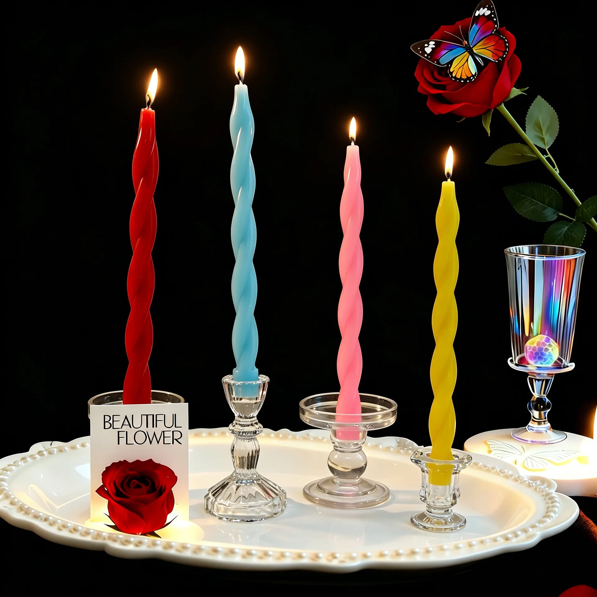 2-Pack Candles Corrugated Wax Candles Colored Threads Candles Festive Christmas Decoration Creative Spiral Candles For Party