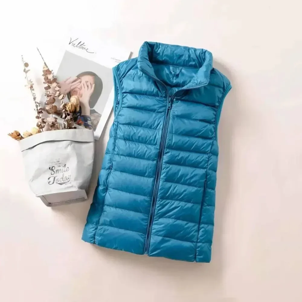 Ultra Light Down Vests Lady Down Jacket Women Sleeveless Slim Jacket Girl Gilet Lightweight Windproof Warm Waistcoat Portable