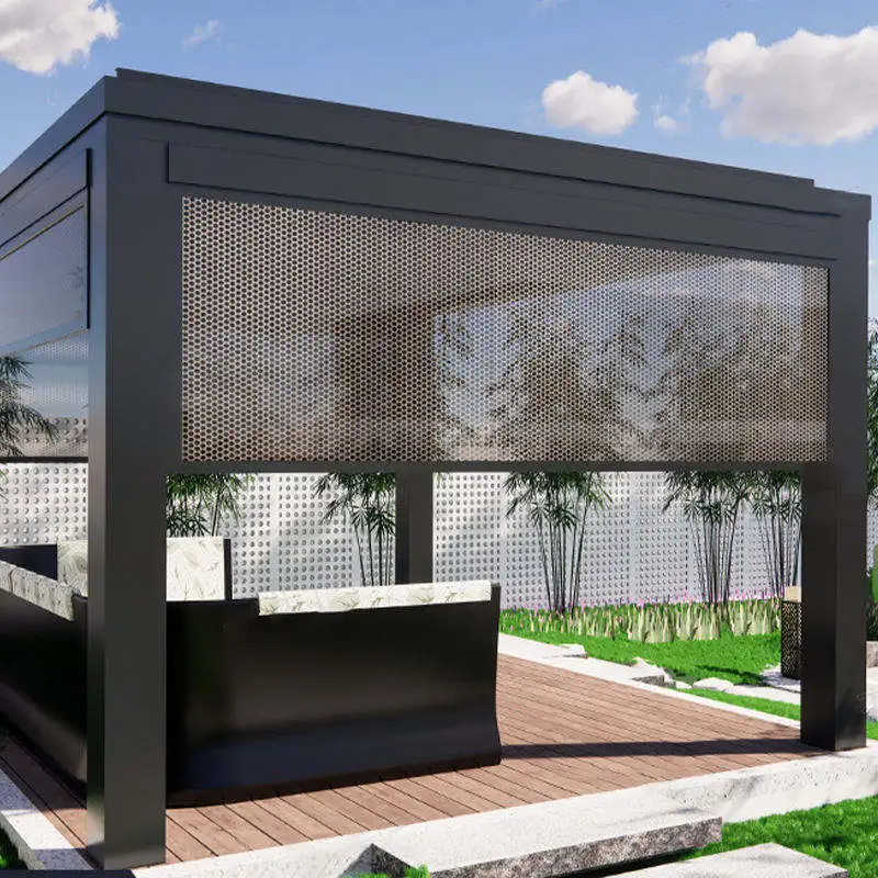 Retractable Gazebo Motorized Pavilion Garden Outdoor Aluminium Electric Wall Waterproof Pergola