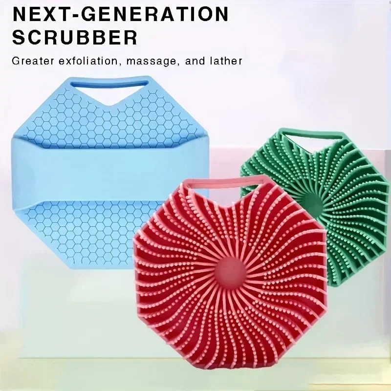 Polygonal Silicone Shower Brush Handheld Skin Cleaning Scalp Massage ExfoliatingBath Brushes Body Scrubber Bathroom Products