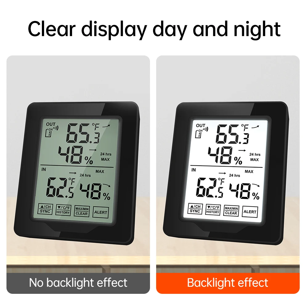 Misuratore di temperatura e umidità Wireless per interni ed esterni Display LCD Touch Screen per orologio con stazione meteorologica a grande schermo a colori