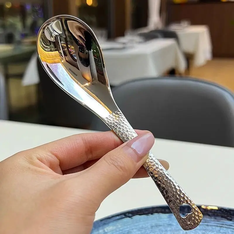 Retro-style Hammered Spoon Hammer-patterned Spoon Thickened Household Table Spoon Children's Eating Spoon Dessert Spoon view 5