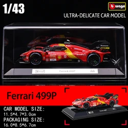 Bburago 1:43 24 HEURES DU MANS Ferrari 499p racing model simulation car model alloy car toy male collection gift