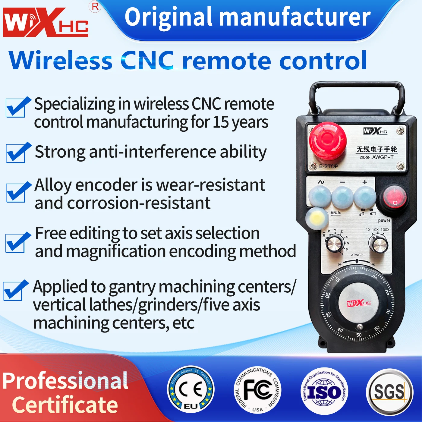 433MHZ 25PPR 100PPR CNC Machining Remote CNC Lathe Controller Syntec MPG Manual Pulse Generator HandwheCNC Remote Controller
