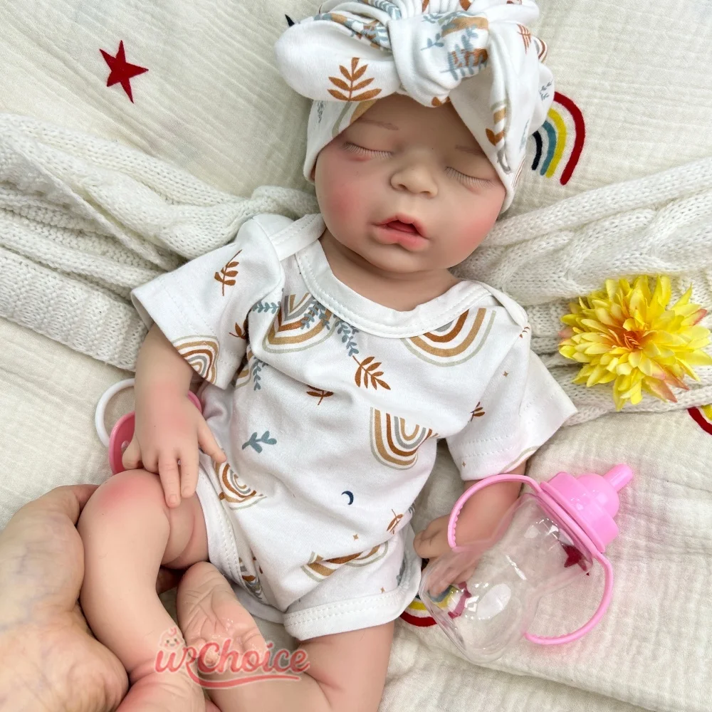 

18-дюймовая кукла-реборн «Спящая малышка»: реалистичная, полнотелая, из мягкого силикона, ручная роспись, коллекционный подарок для новорожденных