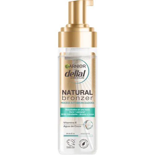 Mousse Autobronceadora Natural Bronze 200 ml de Garnier Delial con 92% Ingredientes Naturales y Agua de Coco【ROUA】