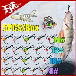 New 5PCS/Box Fishing Hooks Winter Ice Fishing Hooks Three-jaw Hook High Carbon Steel Tackle Tools Carbon Steel Sinking Bait Tool