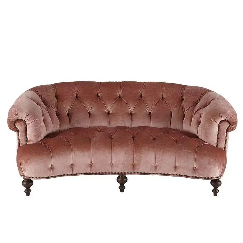 Retro French, three-person sofa, European-style small apartment, American fabric pull-up sofa