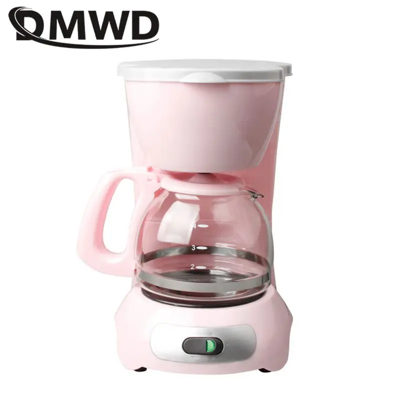 DMWD 600ML Mini American Coffee Machine Automatic Drip Coffee Maker 4 Cups Coffee Maker with gladd jug for Home And Office 220V