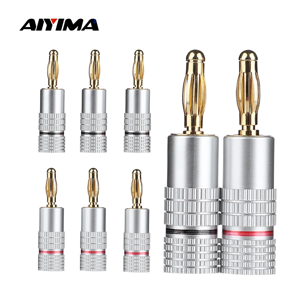 4MM Banana Plugs Pure Copper Gold Plated Screw Jack Connectors Audio Lantern Banana Head For Power Amplifier Sound Speaker 8Pcs