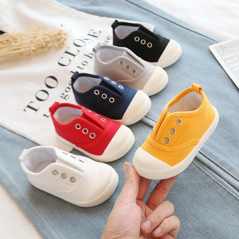 

Children Canvas Shoes New Fashion Solid Color Soft Soled Casual Shoes Kids Slip-on Flat Sneakers Toddlers Comfort Walking Shoes