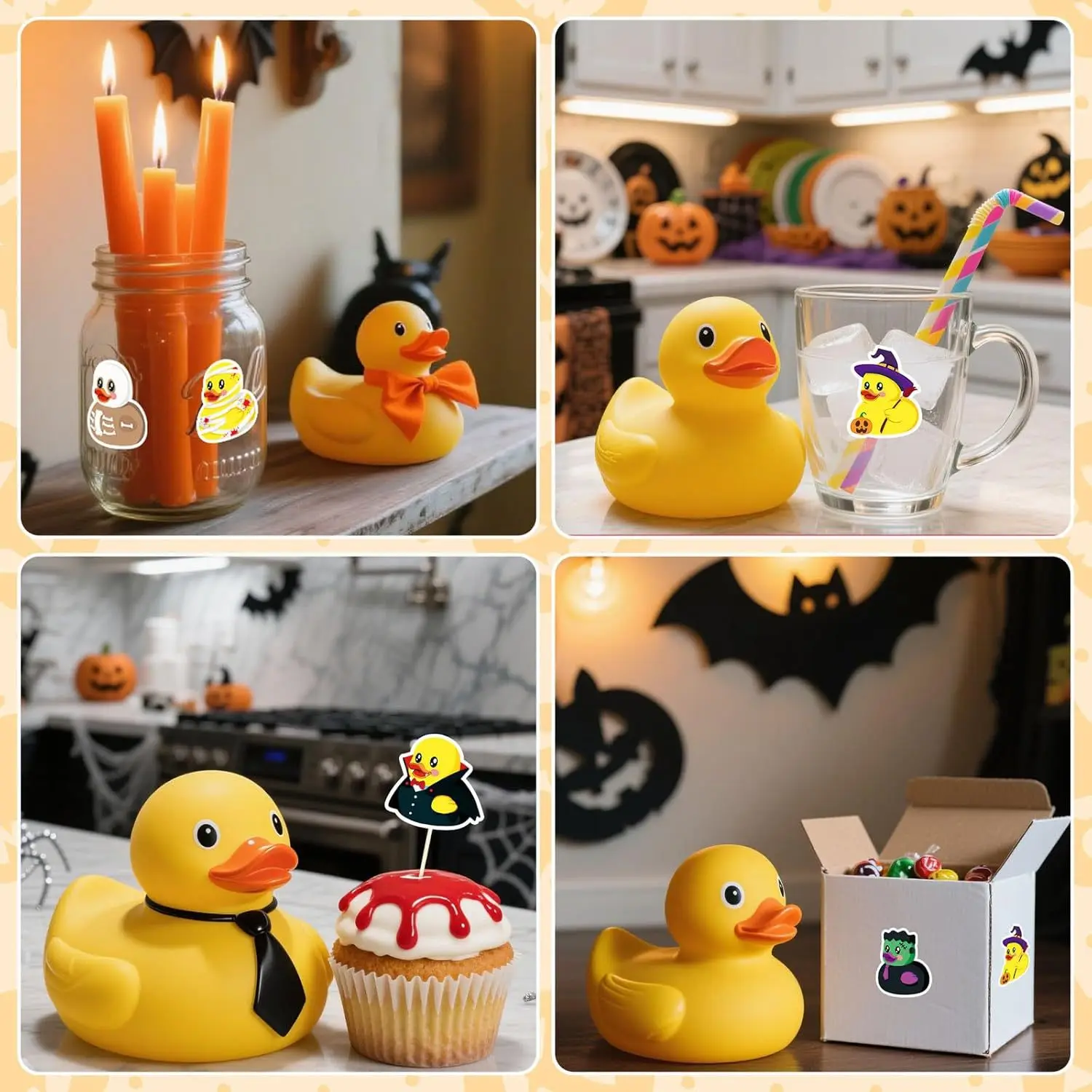 500Pcs Halloween Rubber Duck Roll Stickers Funny Cartoon Duck Label Decals for Envelope  Scrapbook Trick or Treat Party Supplies view 5